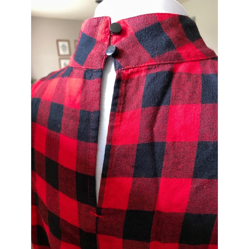 BP. Red Black Buffalo Plaid Sleeveless Mock Neck Midi Dress Large NWT - Picture 9 of 10